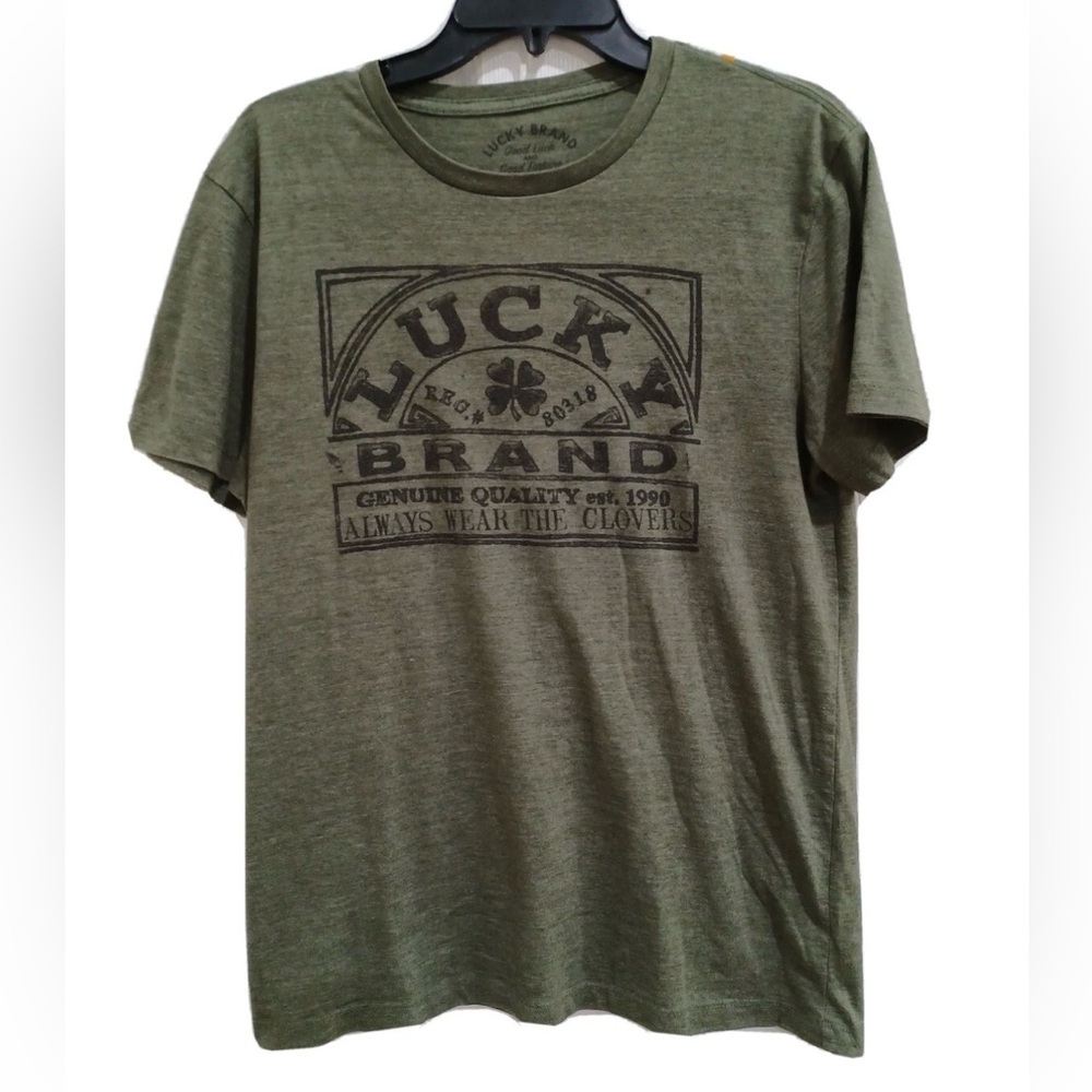 Lucky Brand Mens Graphic Crewneck T-Shirt SZ L Always Wear The Clovers